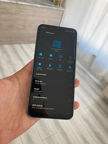 samsung tab 9: Tecno Spark 8C, 64 GB, rəng - Mavi, Barmaq izi — 3