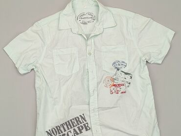 body kopertowe krotki rekaw: Koszula 12 lat, stan - Bardzo dobry, wzór - Print, kolor - Błękitny