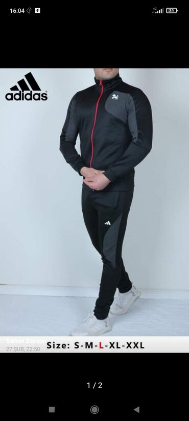 спортивные платья адидас: Спортивный костюм Adidas, M (EU 38), цвет - Черный
