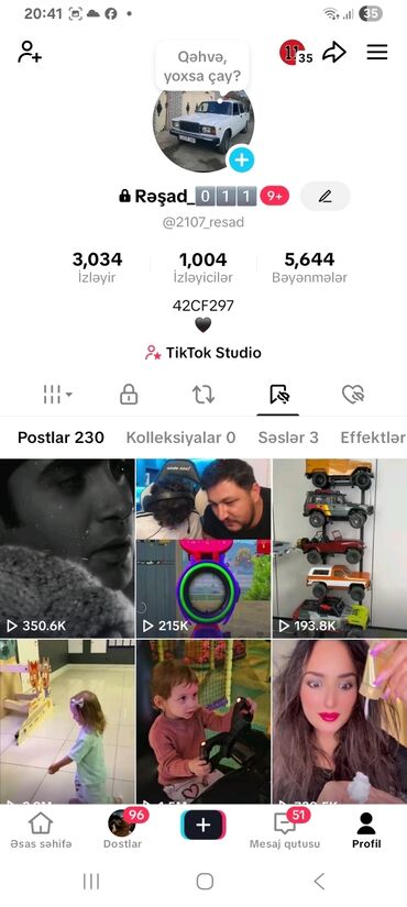 JMC: Məhsul/xidmət: TikTok profili – @2107_resad Təsvir: - Profil adı