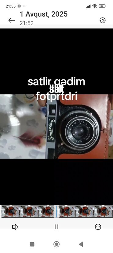 Dəri çanta ilə təchiz edilmiş bu vintaj "Smena 8" fotoaparatı