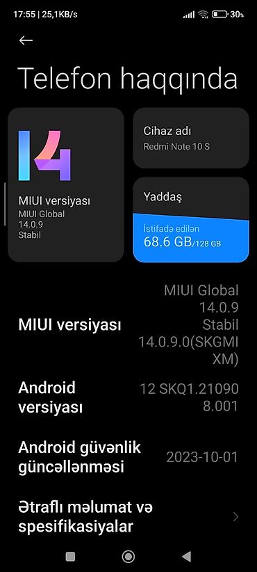 ses yazan diktafon: Redmi Note 10S, 128 GB, rəng - Ağ, Barmaq izi — 6