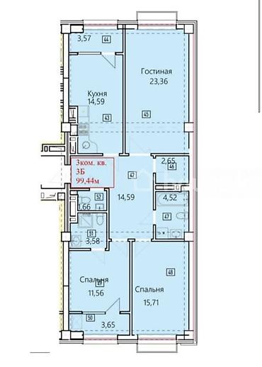 home: 3 комнаты, 99 м², Асанбай мкр Элитка, 13 этаж, ПСО (под самоотделку) — 2
