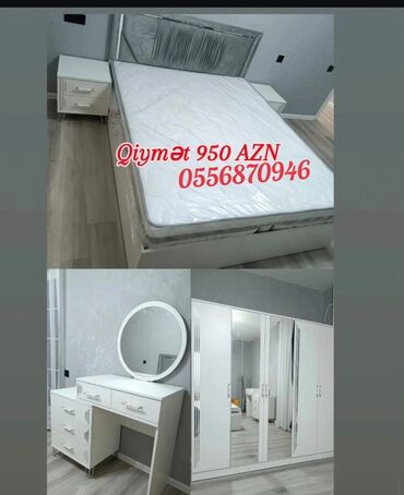 Yataq otağı dəstləri: İkinəfərlik çarpayı, Termo, 2 tumba, Dolab, Azərbaycan, Yeni — 12