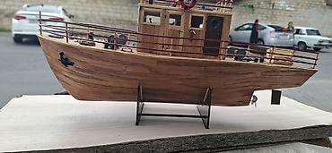model masin: Taxta balıqçı/gəmisi maketi – əl işi - Material: təbii ağac panellər — 5