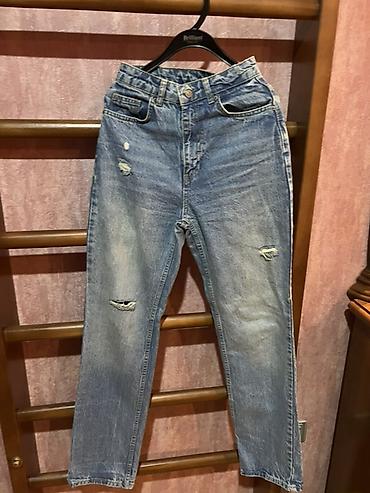 qara kişi cinsləri: Mavi “washed” effekti olan cins şalvar - Kəsim: düz/relaxed fit, düz — 3