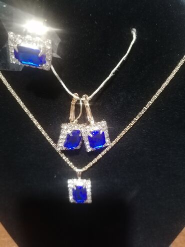 popularan nakit: Set: Earrings, Necklace, Ring, Material: Cubic zirconia, Stainless steel