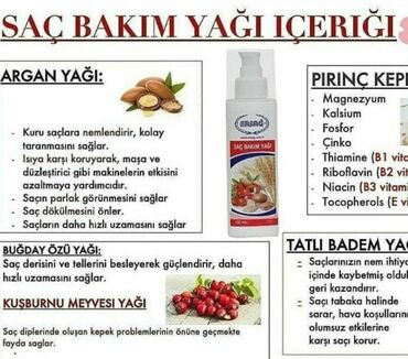 Saçlara qulluq: Saç üçün yağ, Solğun saçlar üçün, Yeni, Pulsuz çatdırılma