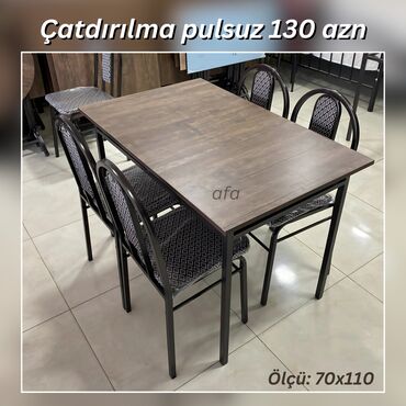 Yelləncəklər: Restoran, kafe, bağ, mətbəx və s üçün masa destleri Masa + 4 Stul 130