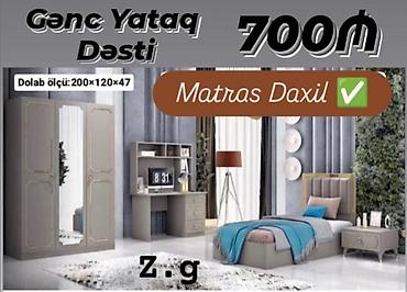 karaca gəncə: Gənc Yataq Dəsti • Komplekt: 3 qapılı şkaf (güzgülü), yazı masası və — 1