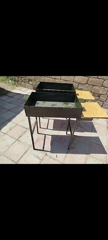 komur samovar: İki bölməli metal manqal/şiş qabı - Material: qalın metaldan — 3