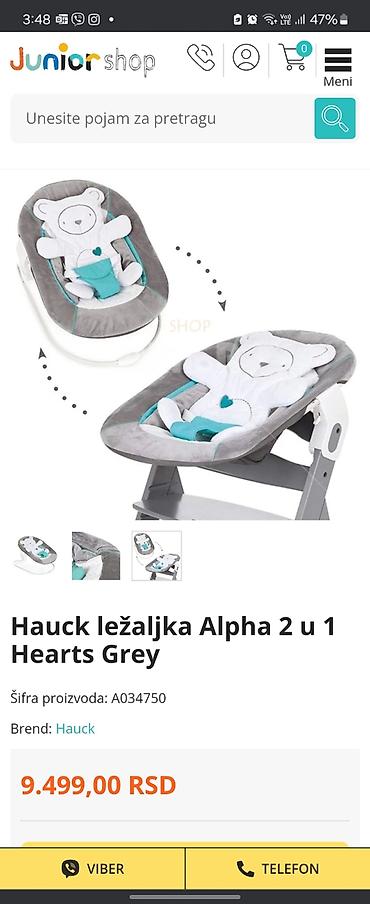 odelo za bebe: Hauck ležaljka Alpha 2 u 1 – Hearts Grey - Multifunkcionalna ležaljka — 1