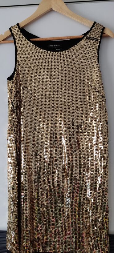 haljina osatena zlatne boje: S (EU 36), bоја - Zlatna, Večernji, maturski, Na bretele