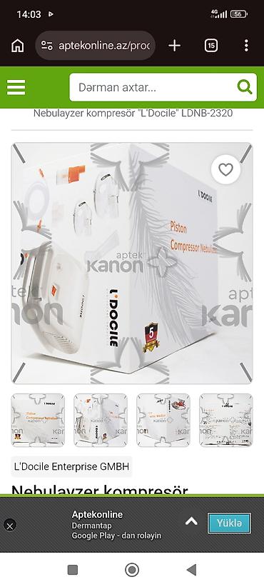 biostat kapsul terkibi: Məhsul: L’Docile Piston Compressor Nebulizer (model: LDNB2320) yeni — 3