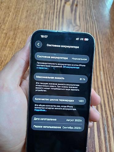 m5 pro: IPhone 15 Pro, Б/у, 128 ГБ, Белый, Защитное стекло, Коробка, 81 % — 2