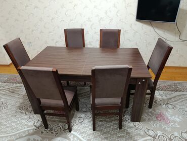 старые стулья: Для гостиной, Б/у, Раскладной, Квадратный стол, 6 стульев