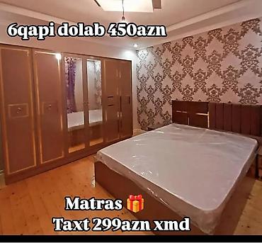 tek carpayi: Yataq otağı dəsti: - 6 qapılı şkaf – 450 AZN • Geniş saxlanma — 1