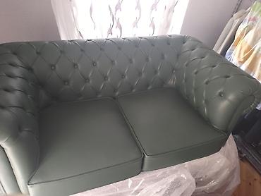 Мебель для дома: Yaşıl dərili iki nəfərlik Chesterfield divan - Klassik Chesterfield — 3