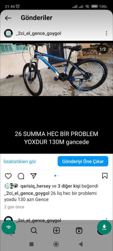 Velosipedlər: İşlənmiş Şəhər velosipedi 26", Ünvandan götürmə