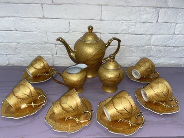 самовар штамп ссср: Çay dəsti, rəng - Qızılı, Farfor, 6 nəfərlik, Yaponiya