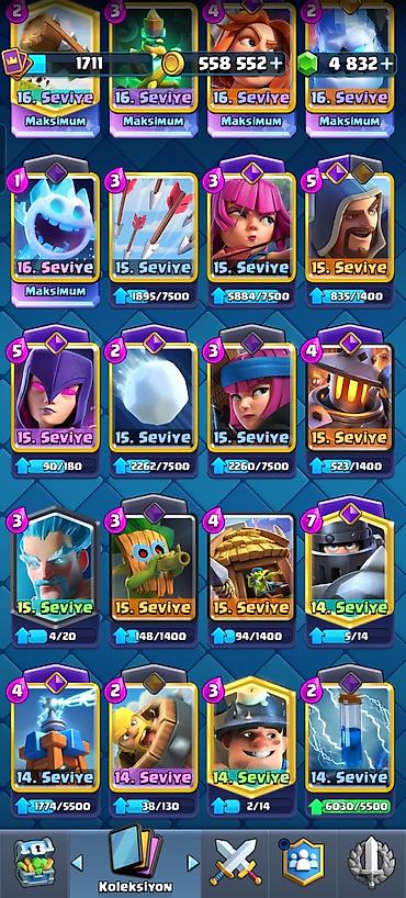 Kolleksiya kartları: Clash Royale hesabı Xüsusiyyətlər - Kral səviyyəsi/kartlar: çoxlu — 2