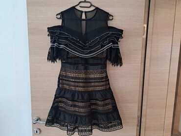 kratke haljine od satena: S (EU 36), bоја - Crna, Kratkih rukava