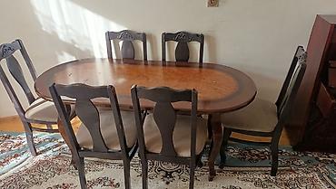 balaca stul: Oval formalı yemək masası və 6 ədəd stul dəsti. - Material: ağac — 1