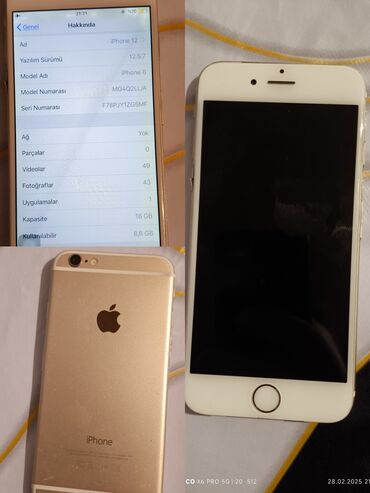 kamerasız telefonlar: IPhone 6, 16 GB, Ağ