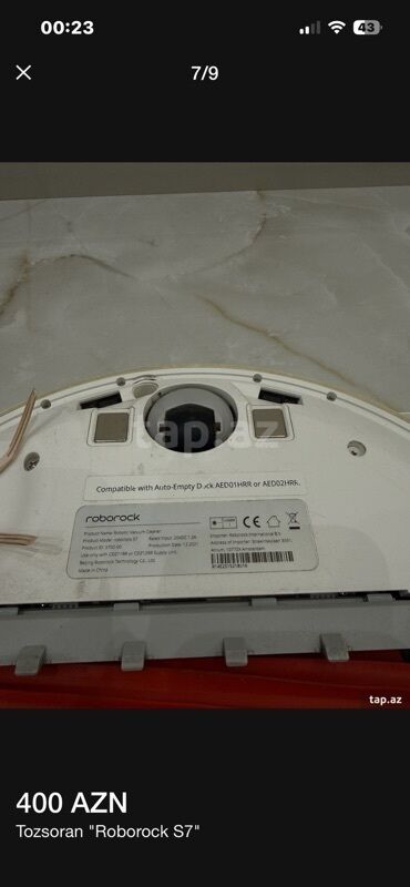 Tozsoranlar: Məhsul: Robot tozsoran Roborock S7 Qiymət: 400 AZN Xüsusiyyətlər: - — 8