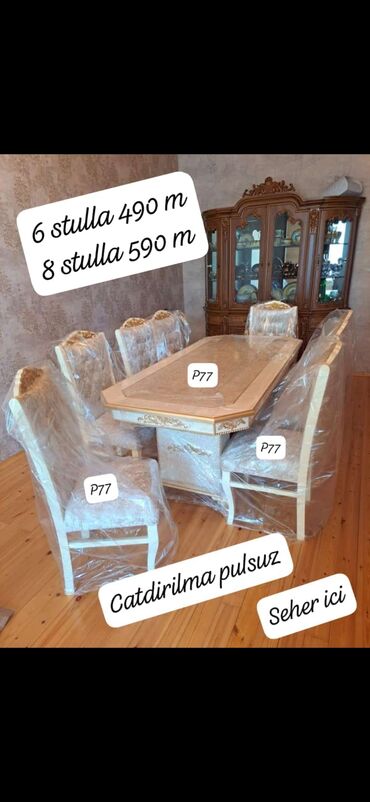 masa oturacaqlar: Yeni, Açılmayan, 6 stul, Azərbaycan