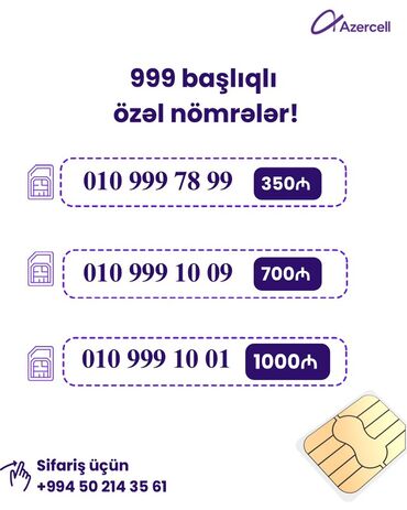 Başqa xidmətlər: Xüsusi Azercell nömrələri – rəsmi adınıza rəsmiləşdirmə ilə. Təklif — 10