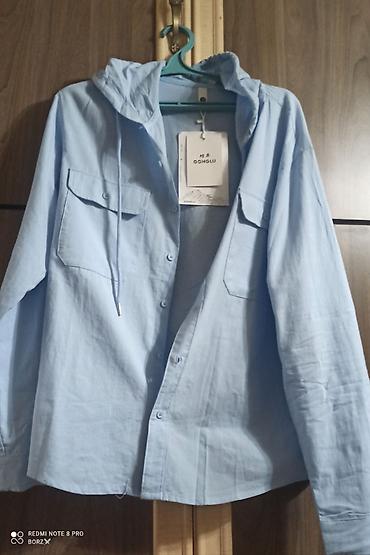Жеке буюмдар: Мужская рубашка-overshirt с капюшоном. - Цвет: светло-голубой - — 1