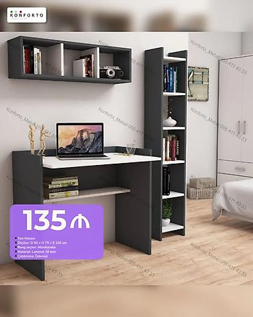 Mebel: Düz masa, Stulsuz, Polkalı, Siyirməsiz, Sadə laminat — 1