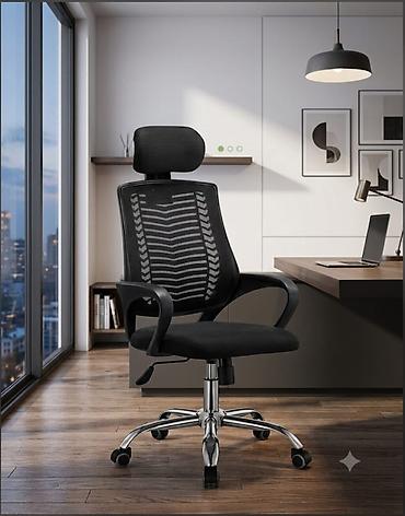 ofis perdeleri: Erqonomik ofis kreslosu Qara rəngli, müasir dizaynlı ofis kreslosu iş — 1