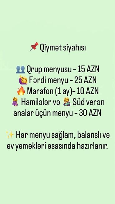 Sifarişlə hazır yeməklər: Sağlam qidalanma menyuları – ev yeməkləri əsasında hazırlanır