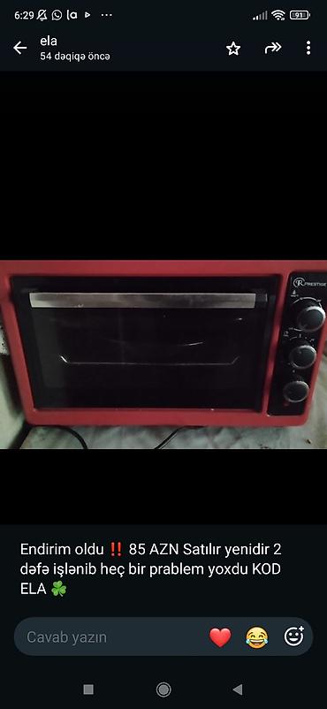 pec satilir: Prestige mini elektrik sobası - Rəng: qırmızı - Ön şüşə qapı — 1