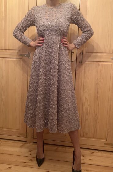 Haljine: S (EU 36), bоја - Siva, Koktel, klub, Dugih rukava — 4