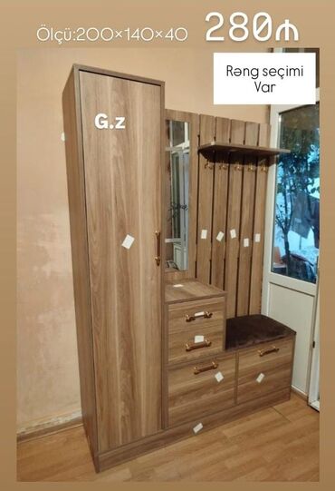 угловой шкаф в гостиную: Dəhliz üçün çoxfunksiyalı mebel dəsti Ölçü: 200 × 140 × 40 sm
