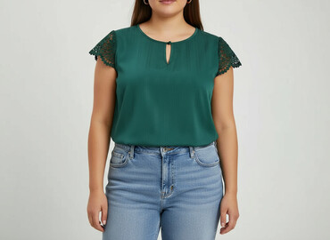 zielone bluzki z bufiastymi rękawami: Women's blouse, size XL