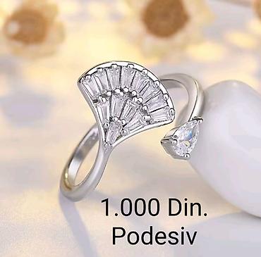 svarovski prstenje: Elegantni posrebreni podesiv prsten od hirurskog čelika sa žigom — 3