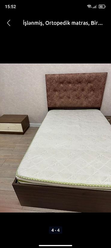 siyirmeli: Təknəfərlik çarpayı qəhvəyi rəngdə parçadan hazırlanmış yumşaq — 3