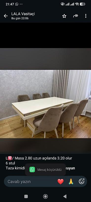 L🅰/ Masa 2.80 uzun açılanda 3.20 olur 6 stul Təzə kimidir çox