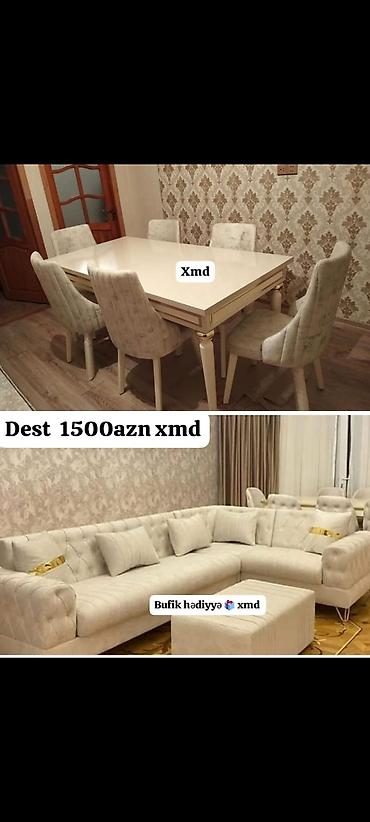 balın qiyməti: Mebel dəsti – krem rəngli, klassik-modern üslubda - Yemək masası və 6 — 1