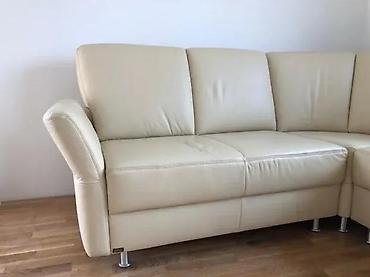 Ugaone garniture: Ugaona garnitura od prave kože – bež/ekru boja - Moderan L-oblik sa — 4