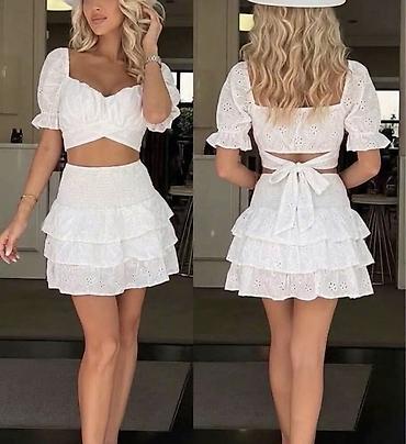 goth: Komplet crop top i mini suknja od pamučne čipke. - Gornji deo: kratki — 5