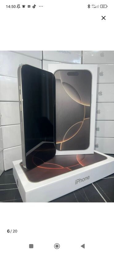 китайский фарфор: IPhone 16 Pro Max, Жаңы, 512 ГБ, Күмүш, 100 %