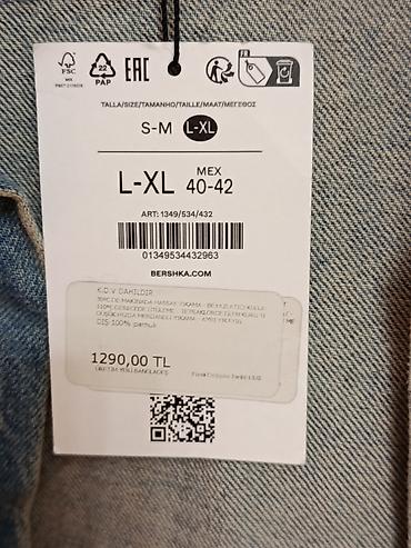 formula 1 biley: Bershka denim köynək - Model: Art. 1349/534/432 - Ölçü: L–XL (MEX — 2
