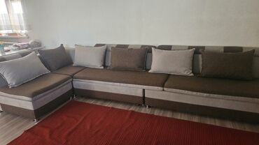 угловой диван ош: Бурчтук диван, түсү - Күрөң, Колдонулган