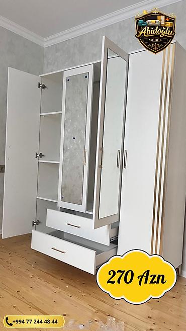 Dolablar: Yeni, 4 qapılı, Güzgülü, Ağ, Açılan, Düz dolab — 2