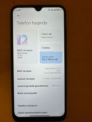 Xiaomi: Xiaomi Redmi Note 8, 64 GB, rəng - Qara, 
 Barmaq izi, İki sim kartlı, Face ID